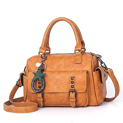 BUKESIYI Damen Tasche Umhängetasche Handtasche Frauen Klein Schultertasche Weekender Lack PU Leder DE77305 Gelb von BUKESIYI