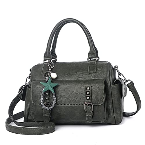 BUKESIYI Damen Tasche Umhängetasche Handtasche Frauen Klein Schultertasche Weekender Lack PU Leder DE77305 Schwärzlich Grün von BUKESIYI