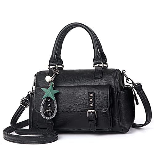 BUKESIYI Damen Tasche Umhängetasche Handtasche Frauen Klein Schultertasche Weekender Lack PU Leder DE77305 Schwarz von BUKESIYI
