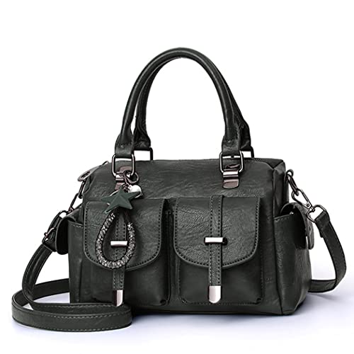 BUKESIYI Damen Tasche Umhängetasche Handtasche Frauen Klein Schultertasche Weekender Lack PU Leder DE77306 Grün V1 von BUKESIYI