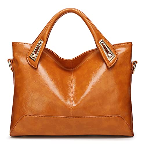 BUKESIYI Damen Tasche Umhängetasche Handtasche Frauen Klein Schultertasche Weekender Lack PU Leder DE77308 Braun von BUKESIYI