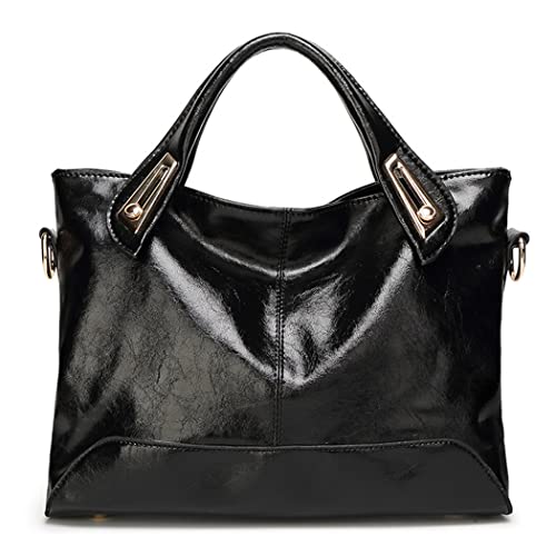 BUKESIYI Damen Tasche Umhängetasche Handtasche Frauen Klein Schultertasche Weekender Lack PU Leder DE77308 Schwarz von BUKESIYI