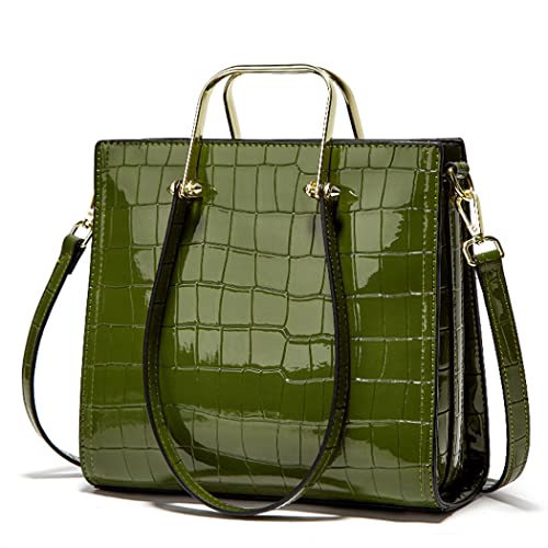 BUKESIYI Damen Tasche Umhängetasche Handtasche Frauen Klein Schultertasche Weekender Lack PU Leder DE77309 Grün von BUKESIYI
