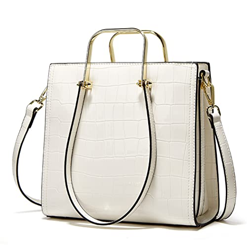BUKESIYI Damen Tasche Umhängetasche Handtasche Frauen Klein Schultertasche Weekender Lack PU Leder DE77309 Nicht-Gerade Weiss von BUKESIYI