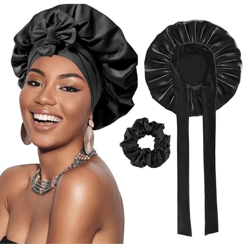 1 Stück Schlafmütze Satin Bonnet, Schlafhaube Seide Satin Haarhaube, Seidenhaube Zum Schlafen, Seidenhaube zum Schlafen mit Gummizug für Damen und Mädchen von BUKYCAT