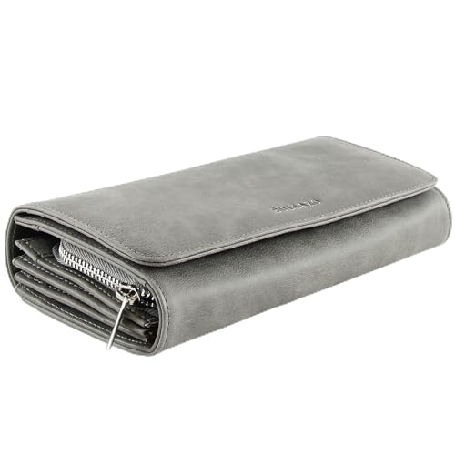 BULLAZO Galano Classic – Edles Damenportemonnaie mit RFID Schutz, Leder Grau von BULLAZO