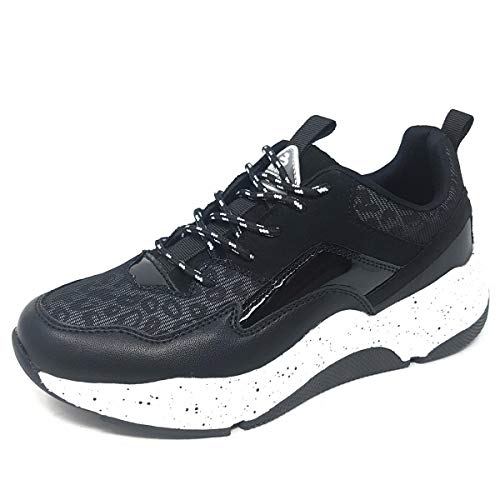 BULLBOXER Damen Low Top Sneaker, Frauen Halbschuh,Strassenschuh,Schnürschuh,Sportschuh,Wedge-Sneaker,Keil-Absatz,Freizeit,Schwarz,37 EU / 4 UK von BULLBOXER