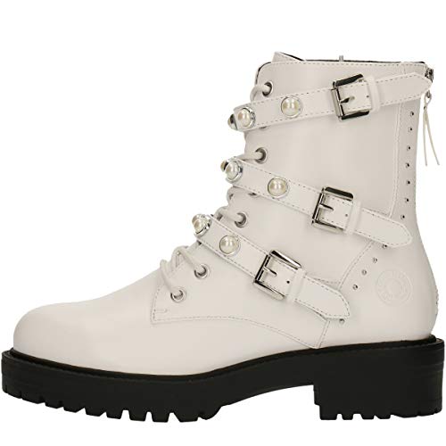 BULLBOXER Damen Stiefel, Frauen Schnürstiefel,Boots,Combat Boots,Schnürung, Boots Combat schnürung Freizeit,Weiß,38 EU / 5 UK von BULLBOXER