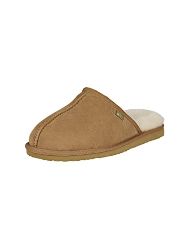 BULLBOXER Hausschuh für Herren – Warme Haushschuhe gefüttert mit echte Wolle Rutschfest Sohle für Winter und Sommar – Wolle Pantoffeln in den Größe 40 - Beige-Taupe von BULLBOXER