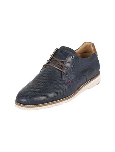 BULLBOXER Herren Schnürhalbschuhe – Moderne Formale Anzugschuhe - Formale Klassiche Oxford Schuhe in Leder - Lässige Schnürschuhe in Größe 44 - Navy-Cognac von BULLBOXER