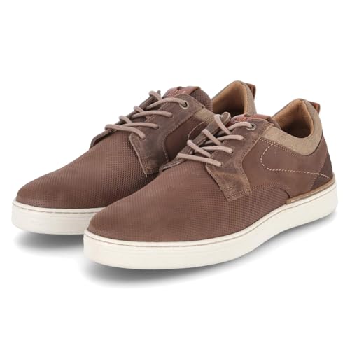 BULLBOXER Herren Low Sneaker Dunkelbraun Rauleder Textil, Größe:46, Farbauswahl:weiß 3 von BULLBOXER