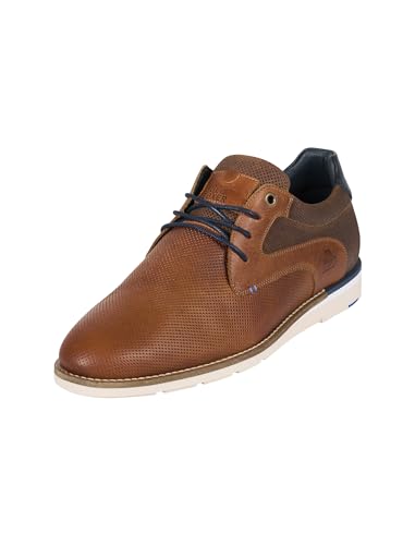 BULLBOXER Herren Schnürhalbschuhe – Moderne Formale Anzugschuhe - Formale Klassiche Oxford Schuhe in Leder - Lässige Schnürschuhe in Größe 43 - Cognac-Schwarz von BULLBOXER