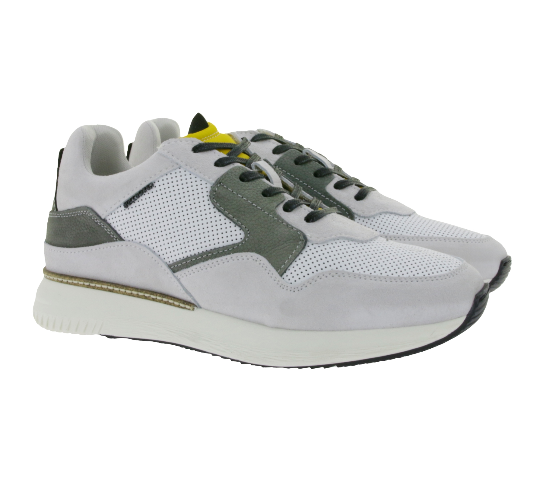 BULLBOXER Herren Sneaker mit Echtleder und Wechselfußbett 032P21350A WHGY Weiß/Grau von BULLBOXER