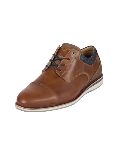 BULLBOXER Herren Anzugschuhe – Formale Oxfords in Leder – Klassischer Herren Schnürhalbschuhe – Business Schnürschuhe in Größe 42 - Cognac-Navy von BULLBOXER