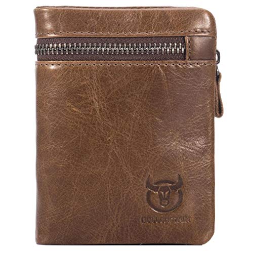 BULLCAPTAIN Geldbeutel Männer Geldbörse Herren Leder mit RFID-Schutz Geldbörse Herren Leder Brieftasche Herrengeldbeutel Querformat Herrenbörse Portmonee Geschenk Wallet von BULLCAPTAIN