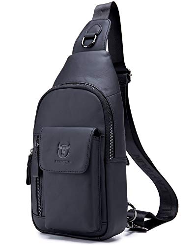 BULLCAPTAIN Herren-Umhängetasche, Leder, Schultertasche, lässiger Tagesrucksack, Brusttaschen für Reisen, Wandern, Rucksäcke, Schwarz BULLCAPTAIN Herren-Umhängetasche, Leder, Schultertasche, lässiger Tagesrucksack, Brusttaschen für Reisen, Wandern, Rucksäcke, Schwarz von BULLCAPTAIN