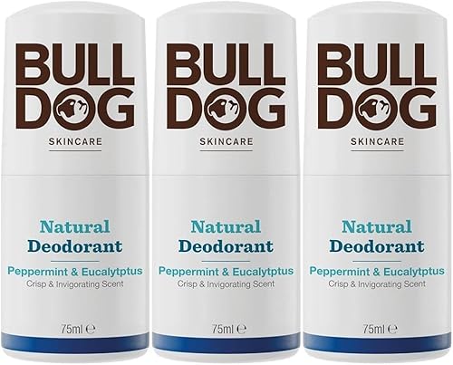 BULLDOG Hautpflege – Pfefferminze und Eukalyptus Roll-on natürliches Deodorant für Männer, 75 ml x 3 Stück von BULLDOG