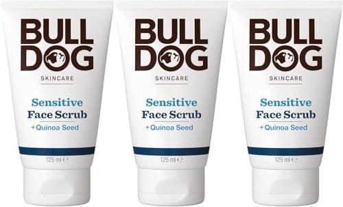 BULLDOG Hautpflege – Sensitive Face Scrub für Männer, Peeling, Quinoa-Samen-Peeling, 125 ml x 3 Stück von BULLDOG