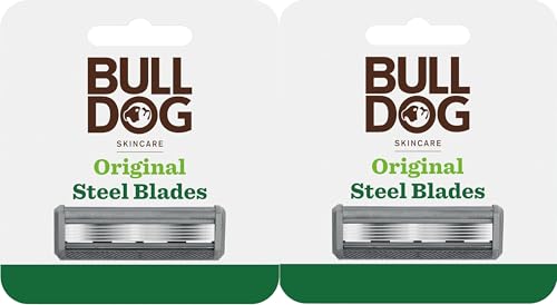 Bulldog Skincare Original Herren Rasierer-Nachfüller, mit 5 gehärteten Stahlklingen auf jeder der vier Nachfüllklingen, funktioniert mit allen wiederverwendbaren Rasierergriffen von Bulldogge, 4 Stück von BULLDOG