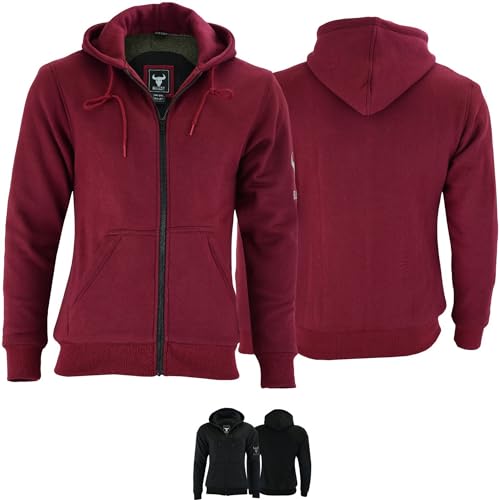 BULLDT Damen Motorrad Hoodie mit Protektoren 100% Aramid schutz Schutzjacke Hood Motorradjacke textil Weinrot - 42 von BULLDT