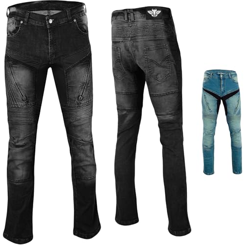 BULLDT Damen Motorradjeans Motorradhose Denim Jeans Hose mit Protektoren 34W / 31L Schwarz von BULLDT