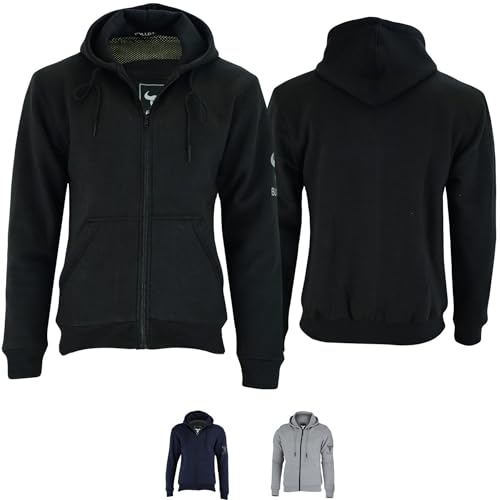 BULLDT Herren Motorrad Hoodie mit 4 CE-Protektoren 100% Aramid-Futter Schutz Kapuzenpullover - Motorradhoodie als Sommer Motorradjacke & 360° Schutzjacke - 2 Zipper-Taschen Bikerjacke Schwarz - 54 von BULLDT