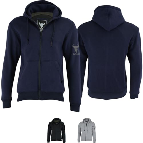 BULLDT Herren Motorrad Hoodie mit Protektoren 100% Aramid schutz Kapuzenpullover motorradhoodie Motorradjacke Schutzjacke Marineblau - 56 von BULLDT