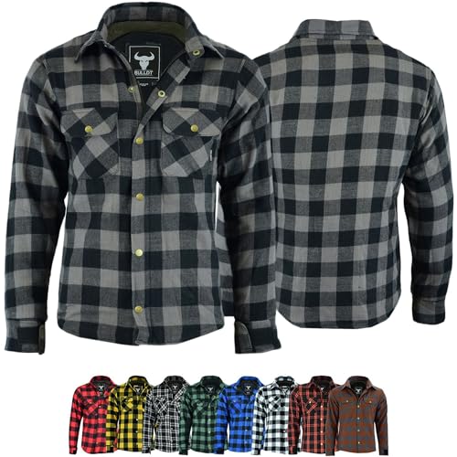 BULLDT Herren Motorradhemd Lumberjack Holzfäller-Look Hemd, 66/7XL, Grau von BULLDT