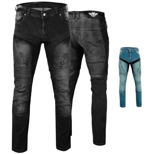 BULLDT Herren Motorradjeans Motorradhose Denim Jeans Hose mit Protektoren, Jeansgröße:W34 / L32, Farbe:Schwarz von BULLDT