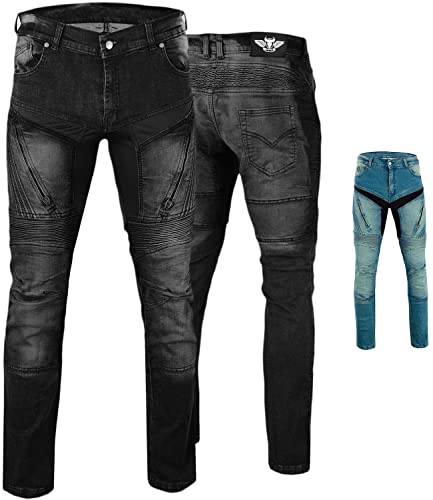 BULLDT Herren Motorradjeans Motorradhose Denim Jeans Hose mit Protektoren, Jeansgröße:W36 / L32, Farbe:Schwarz von BULLDT