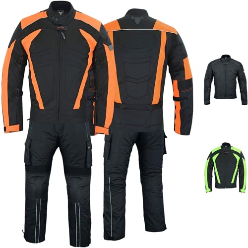 BULLDT Herren Motorradkombi Motorradanzug mit CE-Protektoren - Winddicht leicht 2-teiler kurze Motorradjacke & Cargo Motorradhosen Set - aus 4 Schichten Abnehmbar Thermofutter - insgesamt 9 Taschen von BULLDT