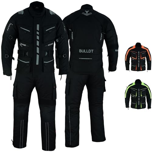 BULLDT Herren Motorradkombi Textilien motorradjacke + Motorradhose inkl. Protektoren, 48/S, Schwarz von BULLDT