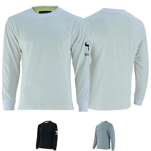 BULLDT Herren Schnittfeste Abriebfest Sweatshirt T-Shirt Motorradhemd Biker Motorrad Hemd Futter komplett mit aramidfasern aramidgewebe 100% Sicherheitsschutz Weiß - 56 von BULLDT