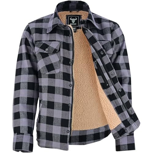 BULLDT Herren Thermohemd & Winterjacke – Gefüttertes Holzfällerhemd aus Baumwolle | Warmes Flanellhemd mit Fleece | Arbeitshemd für Winter Grau - 54 von BULLDT