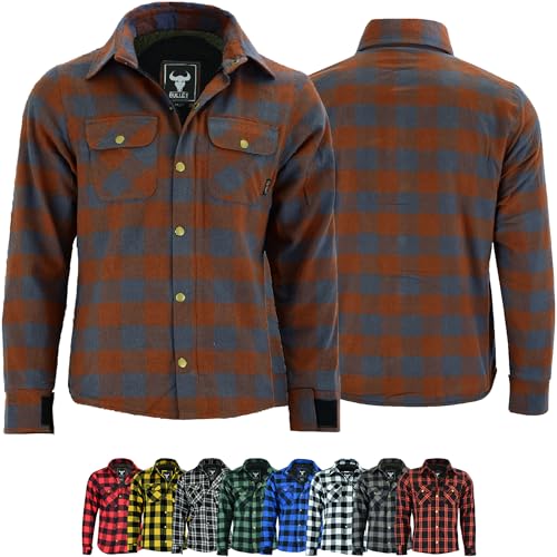 BULLDT Motorradhemd Herren mit abnehmbare CE-Protektoren - Klassisch 100% Baumwolle Holzfäller Flanellhemd - Biker Motorradjacke Hergestellt mit Aramid-Kevlar-Futter - Mit Schutz (EN 1621-1) Karamell von BULLDT