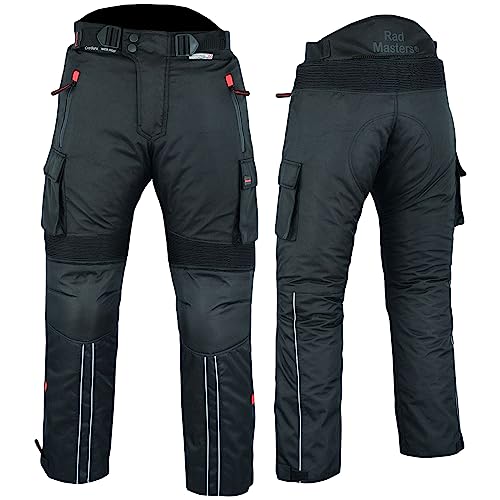 BULLDT Motorradhose Herren mit Protektoren Textil Cargohose Cargo Taschen Hose Kombigeeignet Herausnehmbar waschbar Innenfutter Schwarz - 4XL von BULLDT