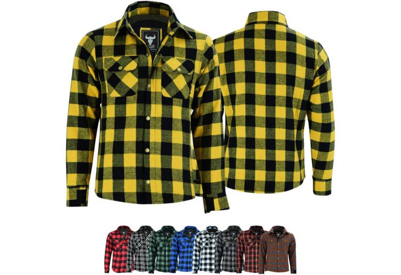 BULLDT Motorradjacke BLD1201 (mit 4 CE-Protektoren) BULLDT Herren Motorradhemd Holzfäller-Look Hemd von BULLDT