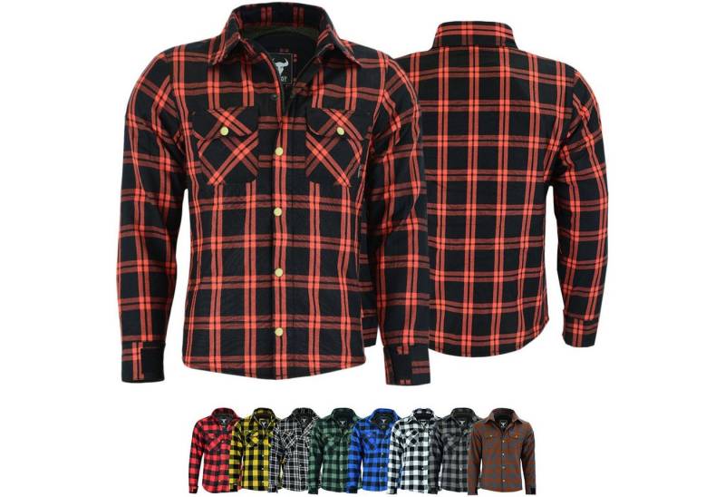 BULLDT Motorradjacke BLD1201 (mit 4 CE-Protektoren) BULLDT Herren Motorradhemd Holzfäller-Look Hemd von BULLDT