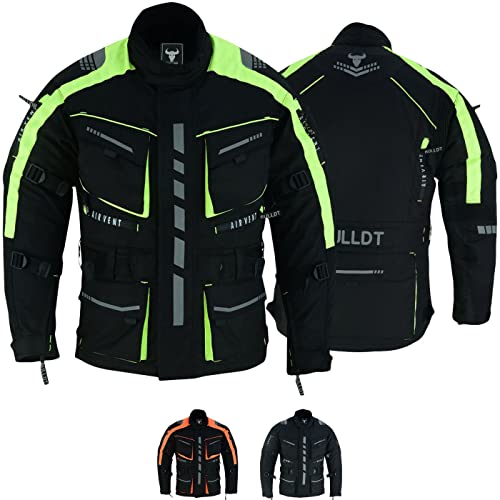 BULLDT Motorradjacke Herren Cordura Textilien Jacke Bikerjacke mit Protektoren Neon Gelb - 54 von BULLDT