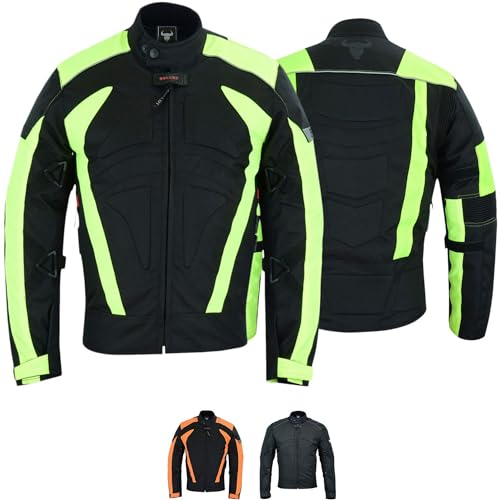 BULLDT Motorradjacke Herren textil kurze Bikerjacke mit CE2-Protektoren - Sportlich Bodyfit dehnbaren Einsätzen, 4 Taschen, Abnehmbar Futter, aus 4 Schichten, Winddicht, Reflektierend - Grün - XXL von BULLDT