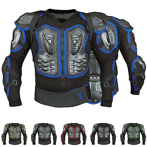 BULLDT Protektorenjacke Damen & Herren Titan für Motorrad Motocross ATV Skatebording Quad Scooter MTB Enduro Reiten Protektoren - Atmungaktiv 2in1 Jacke mit abnehmbar Rückenprotektor - Blau - 50 von BULLDT