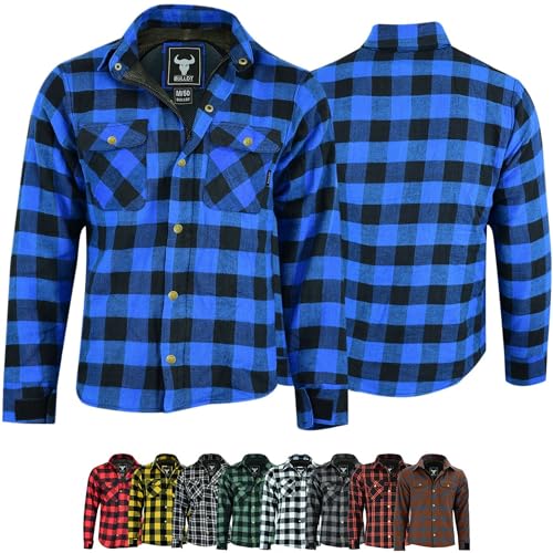 Herren Motorradhemd Lumberjack Holzfäller Hemd, 62/5XL, Blau von BULLDT