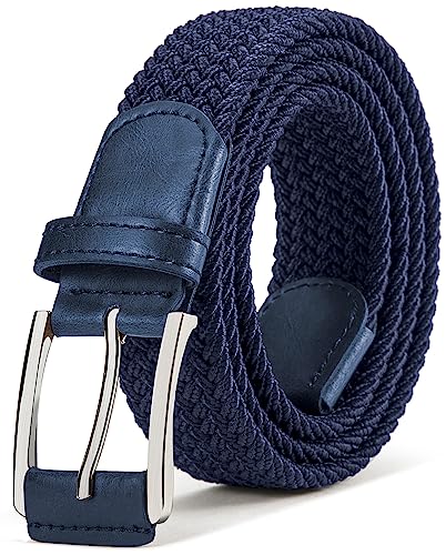 BULLIANT Gürtel Herren, Flechtgürtel Stretchgürtel Geflochten Stoffgürtel Elastischer Gürtel Golfgürtel für Männer Damen,Breite 35mm(Antique Blue,120cm/38-42" taille verstellbar) von BULLIANT