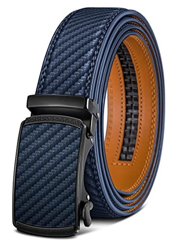 BULLIANT Gürtel Herren, Gürtel Ratsche Ledergürtel Automatikschließe für Herren Anzug Business Kleidung,Breit 35mm,Größe Angepasst(Navy Blau-125cm/36-42" taille verstellbar) von BULLIANT