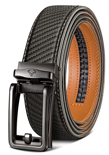 BULLIANT Gürtel Herren, Ledergürtel Herren Gürtel Ratsche Automatik Schnalle für Anzug und Freizeit 35mm,Größe Angepasst(Heiliges Grau-115cm/32-38" taille verstellbar) von BULLIANT