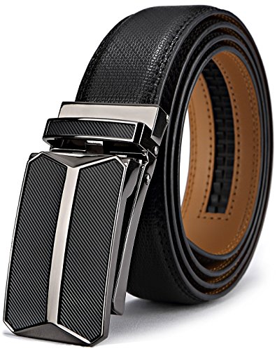 BULLIANT Gürtel Herren, Gürtel Ratsche Ledergürtel Automatikschließe für Herren Anzug Business Kleidung,Breit 35mm,Größe Angepasst(Schwarz-125cm/36-42" taille verstellbar) von BULLIANT