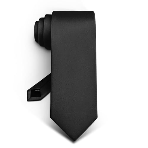 BULLIANT Krawatten Herren Einfärbige Texturierte Krawatten für Anzug Schlips Herren Geschenk 147cm×8,1cm(Schwarz) von BULLIANT