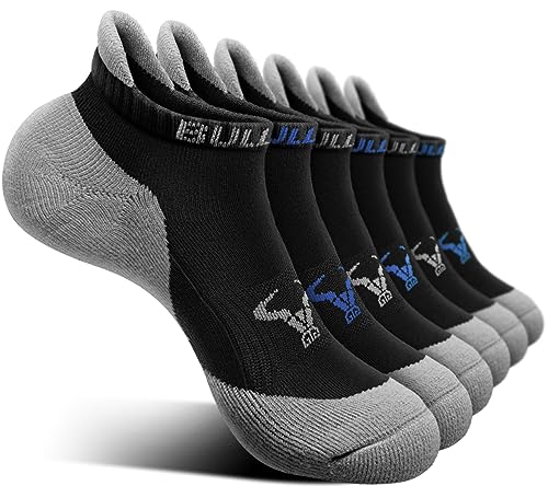 BULLIANT Sneaker Socken 6 Paar, Socken Damen Sportsocken Laufsocken Kurzesocken Atmungsaktive,Füßlinge Fersenlasche Vollkissen(6Paare-Schwarz3790-43-46) von BULLIANT