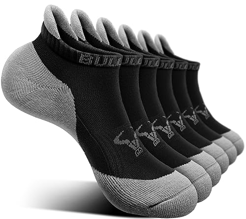 BULLIANT Sneaker Socken 6 Paar, Socken Herren Sportsocken Laufsocken Knöchelsocken Kurzsocken,Atmungsaktive Anti Schweiß(6Paare-Schwarz/Dunkelgrau3136-39-42) von BULLIANT