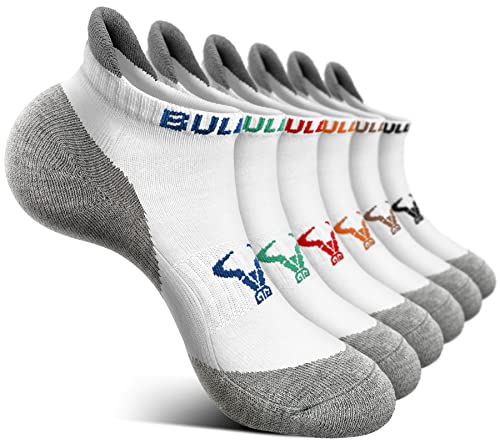 BULLIANT Sneaker Socken 6 Paar,Socken Herren Sportsocken Laufsocken Knöchelsocken Kurzsocken,Atmungsaktive Anti Schweiß(6Paare-Weiß 6 Farben Gemischt3137-43-46) von BULLIANT